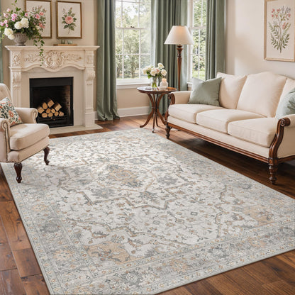GENIMO 8x10 Washable Area Rugs for Living Room, Non Slip, Taupe Brown