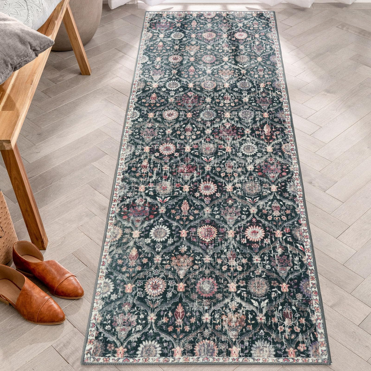 Lahome Moroccan Kitchen Rugs Non Slip Washable, 2x4 Rugs for Entryway