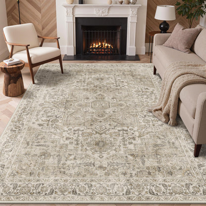 GENIMO 8x10 Washable Area Rugs for Living Room, Non Slip, Taupe Brown