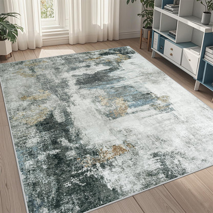 8x10 Area Rugs for Living Room Washable Bedroom Dining Room Blue Grey