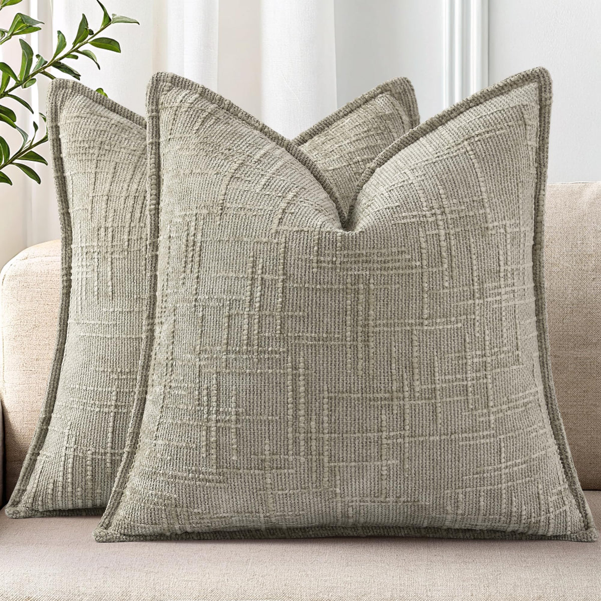decorUhome Chenille Fall Throw Pillow Covers 18x18 Set of 2, Mustard Yellow