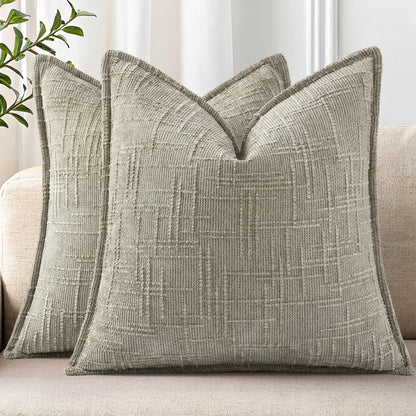 decorUhome Chenille Fall Throw Pillow Covers 18x18 Set of 2, Mustard Yellow