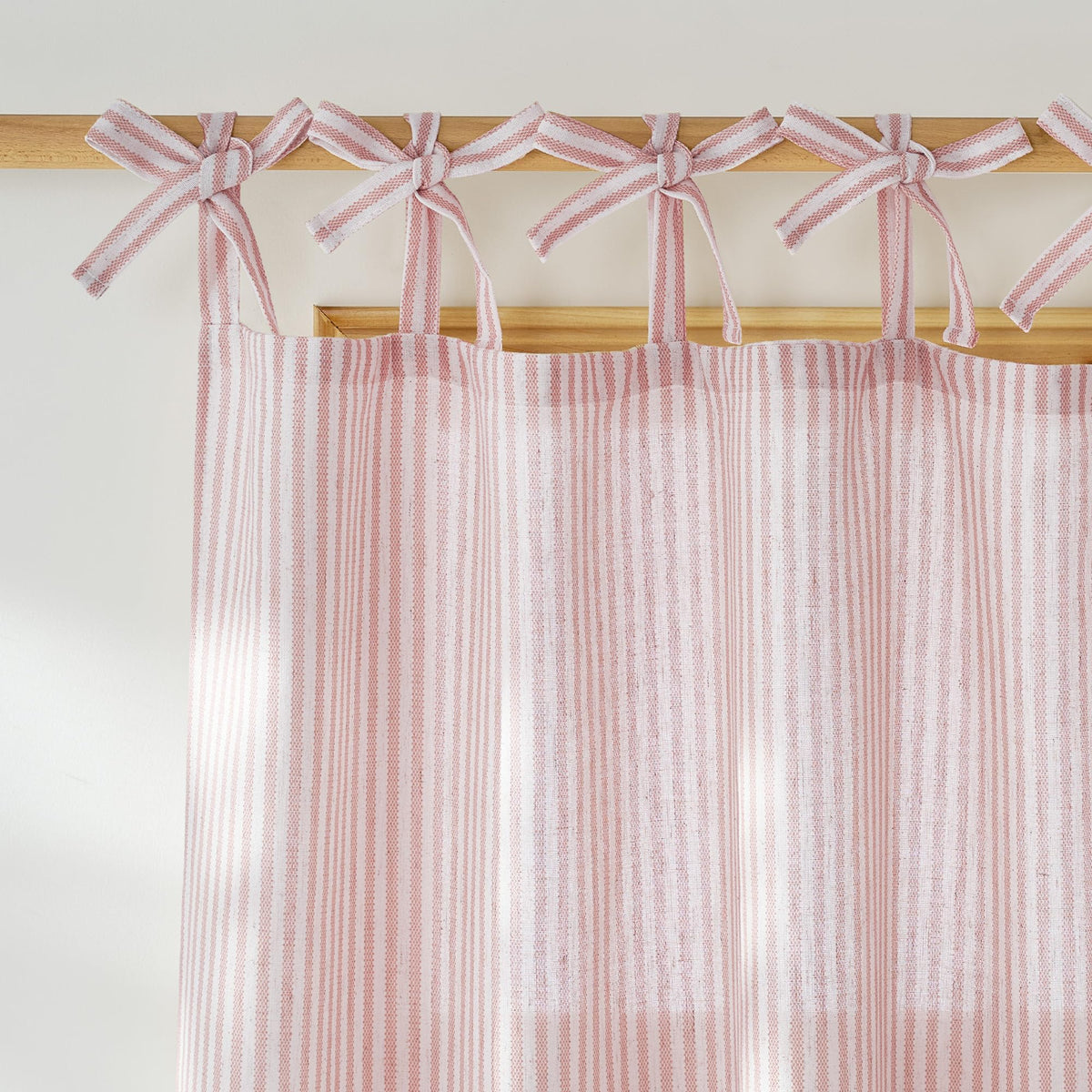 NICETOWN Thick Linen Curtains 84 inch Length 2 Panels Set, Tie Top Light Filtering Curtains Semitransparent Linen Burlap Drapes Privacy for Bedroom/Princess Room, W52 x L84, Natural