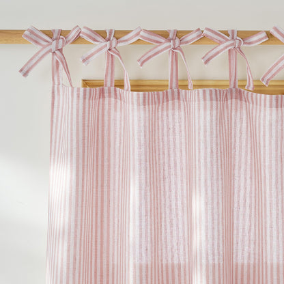 NICETOWN Thick Linen Curtains 84 inch Length 2 Panels Set, Tie Top Light Filtering Curtains Semitransparent Linen Burlap Drapes Privacy for Bedroom/Princess Room, W52 x L84, Natural