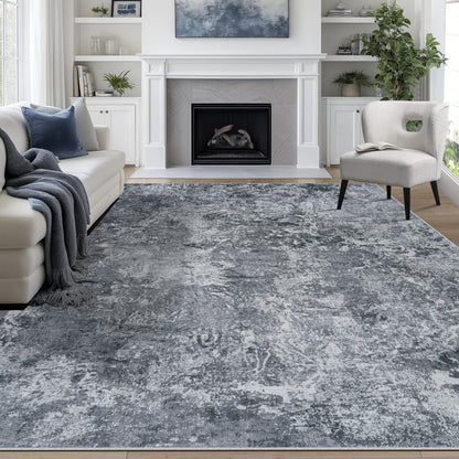 8x10 Area Rugs for Living Room Washable Bedroom Dining Room Blue Grey