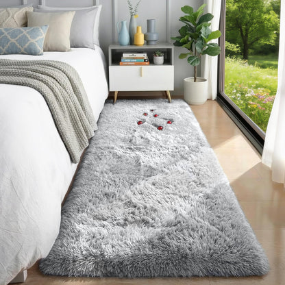 Fluffy Grey Rug for Bedroom 4x6, Modern Area Rugs for Kids Room Living Room