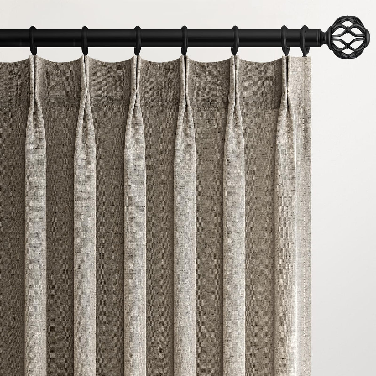 Topfinel Oatmeal Beige Pinch Pleated Curtains 84 Inches Long for Living Room 2 Panels Sets,Stone Washed Linen Earth Tone Decor Back Tab Boho Neutral Greige Earthy Sheer Curtain for Bedroom