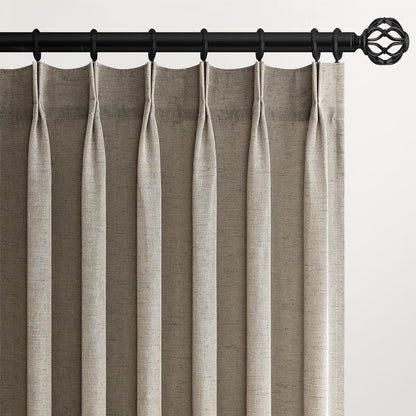 Topfinel Oatmeal Beige Pinch Pleated Curtains 84 Inches Long for Living Room 2 Panels Sets,Stone Washed Linen Earth Tone Decor Back Tab Boho Neutral Greige Earthy Sheer Curtain for Bedroom