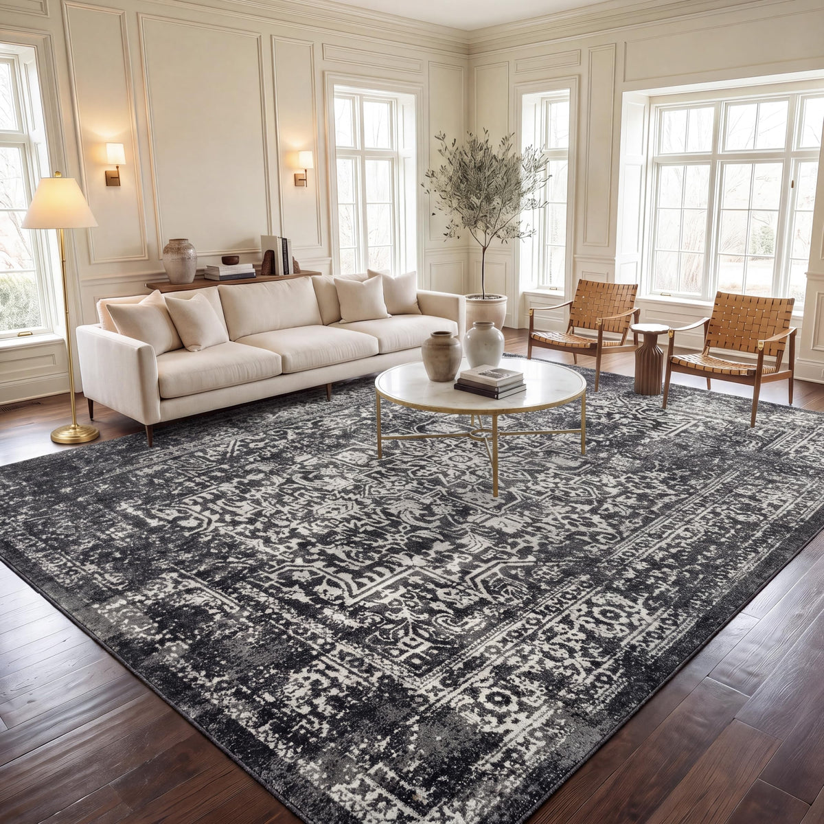 SAFAVIEH Evoke Area Rug 9x12, Large Ivory & Taupe EVK256E