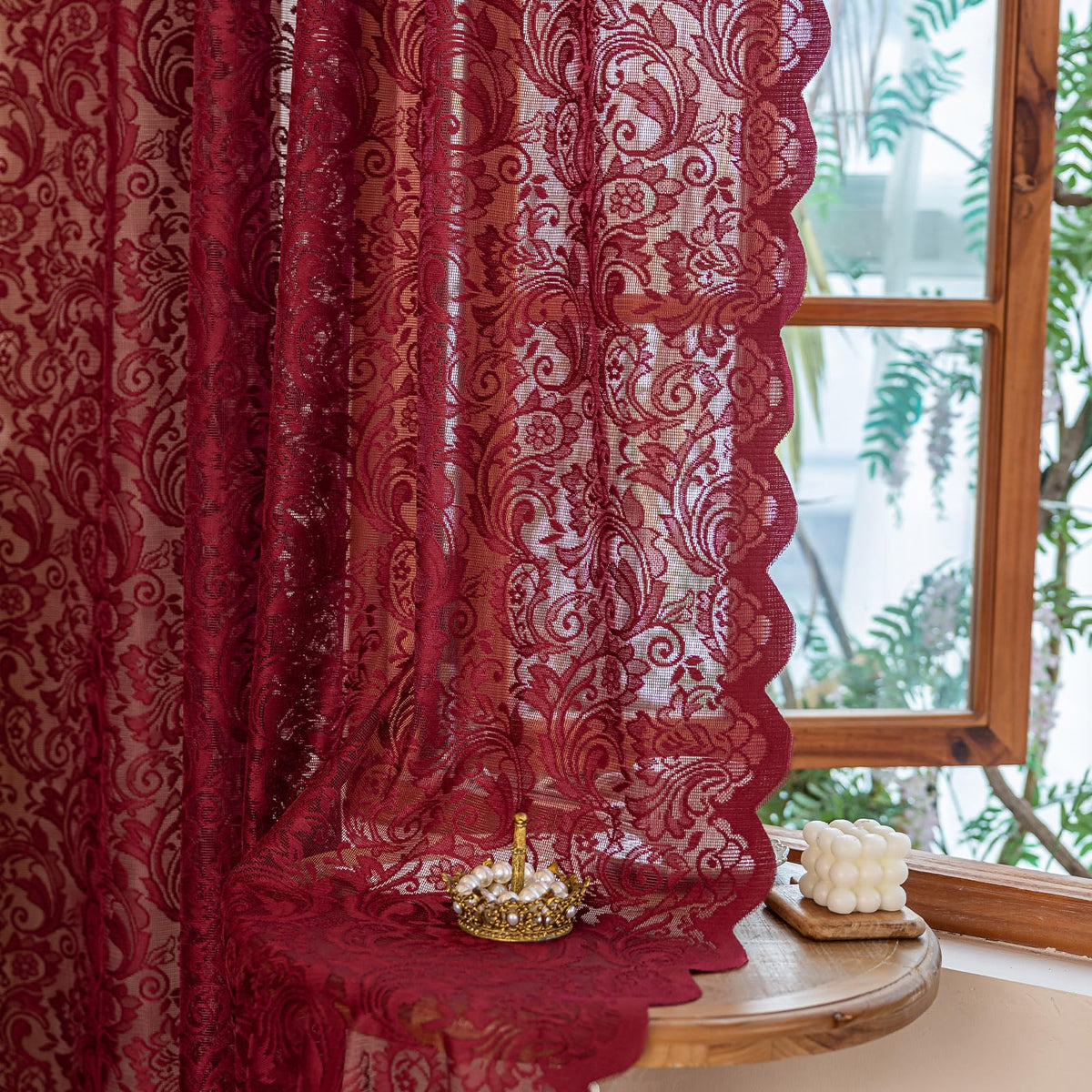 ALIGOGO Black Lace Curtains for Living Room, Gothic Decor, 52W x 84L Inch