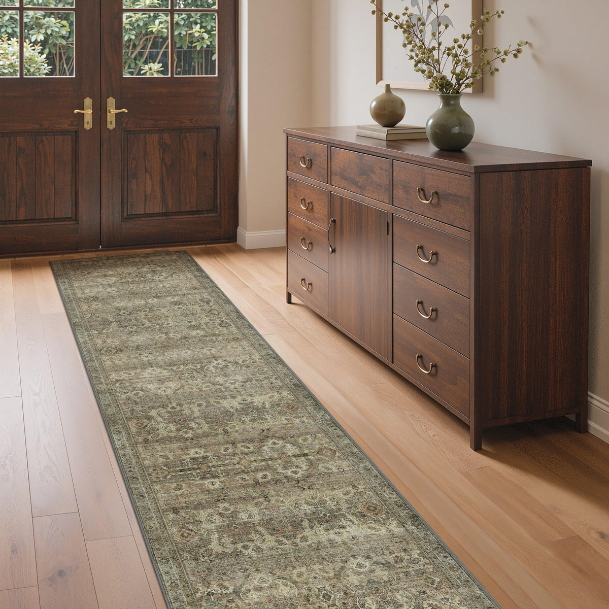 GENIMO 8x10 Washable Area Rugs for Living Room, Non Slip, Taupe Brown