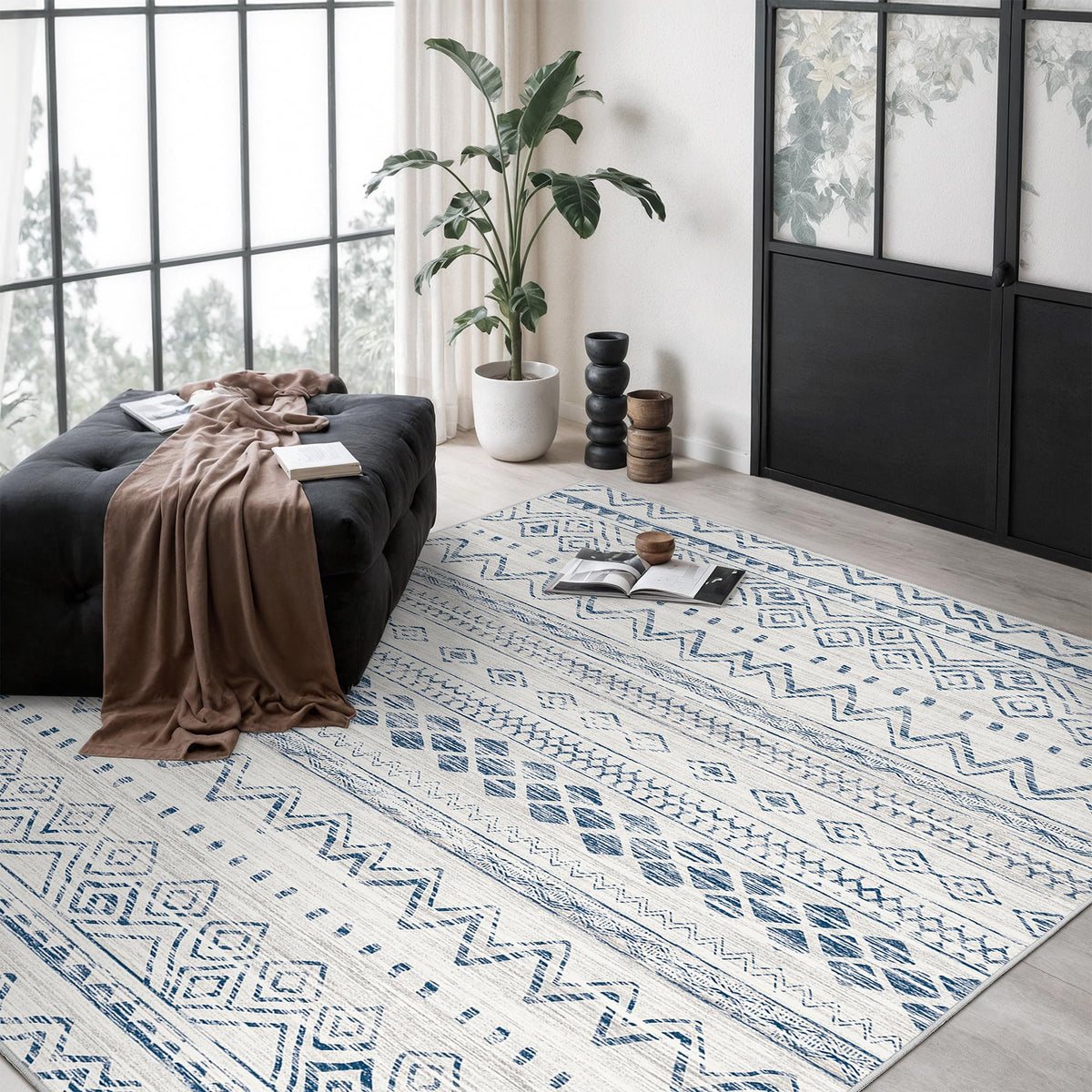 Miukiki 8x10 Area Rug for Living Room, Washable Soft Non Slip Rug Grey
