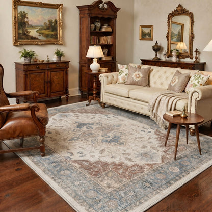 GENIMO 8x10 Washable Area Rugs for Living Room, Non Slip, Taupe Brown