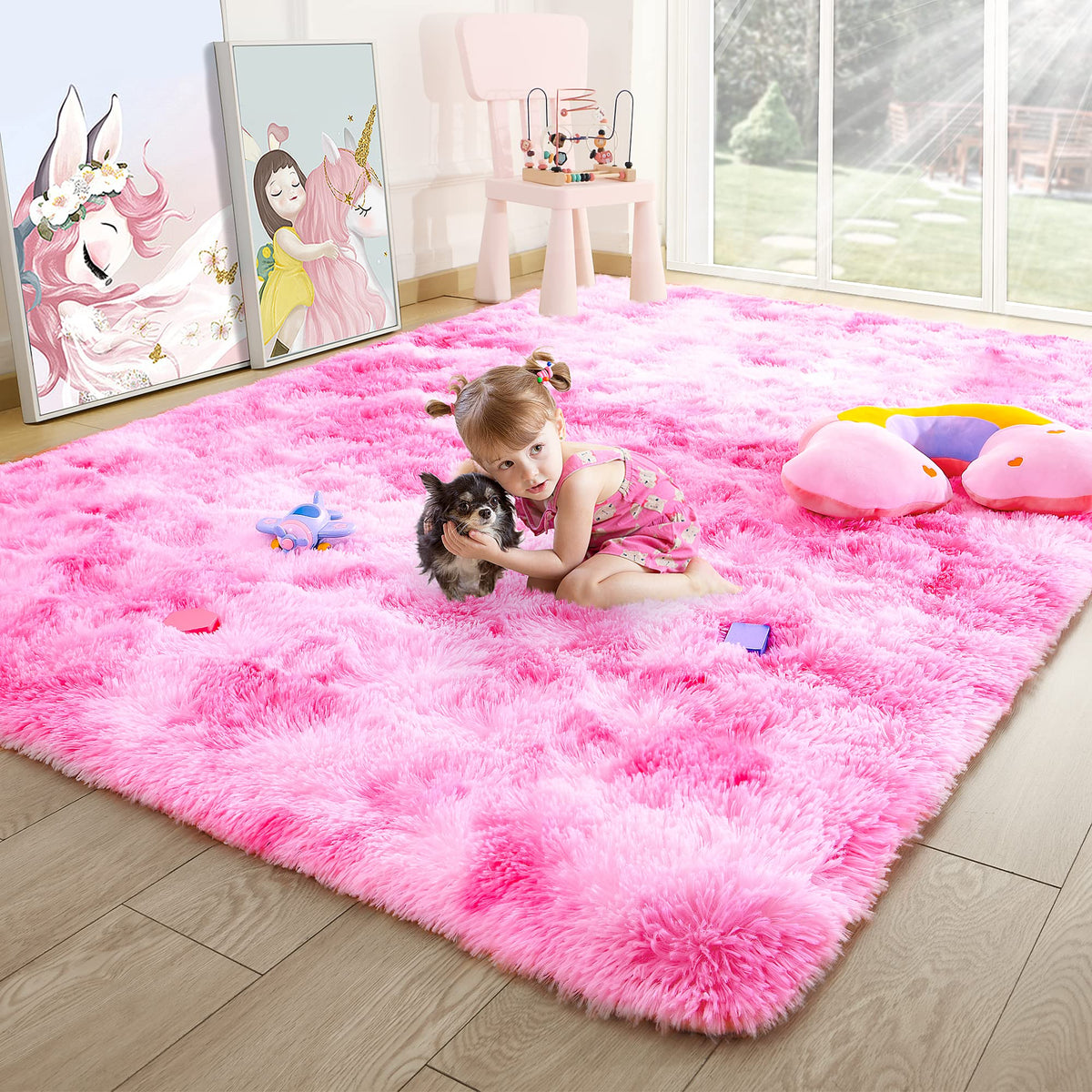 Noahas 2x6 Black Fluffy Soft Runner Rug Non-Slip for Bedroom Dorm Hallway