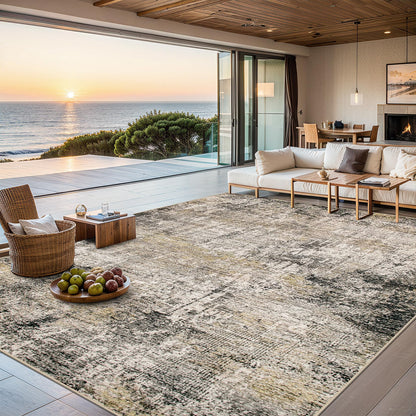 PLHXFR 8x10 Area Rug Living Room: Modern Abstract Washable Carpet Grey