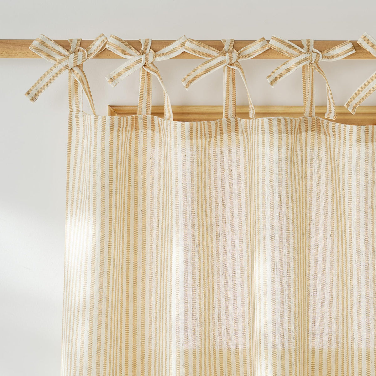 NICETOWN Thick Linen Curtains 84 inch Length 2 Panels Set, Tie Top Light Filtering Curtains Semitransparent Linen Burlap Drapes Privacy for Bedroom/Princess Room, W52 x L84, Natural