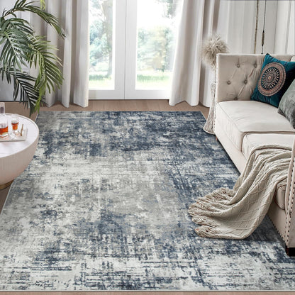 8x10 Area Rugs for Living Room Bedroom Dining Room Washable Blue Grey