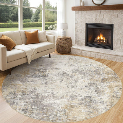 UERMEI 8x10 Area Rug Living Room Rugs - Washable Neutral Modern Abstract Soft Thin Large Rug Indoor Floor No Slip Rug Carpet for Bedroom Under Dining Table Home Office Decor - Brown Grey