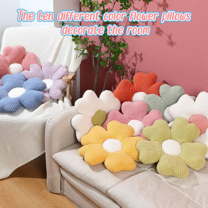 Beeveer 10 Pcs 15.75" Flower Plush Pillow for Sofa,Multicolor,Multicolor