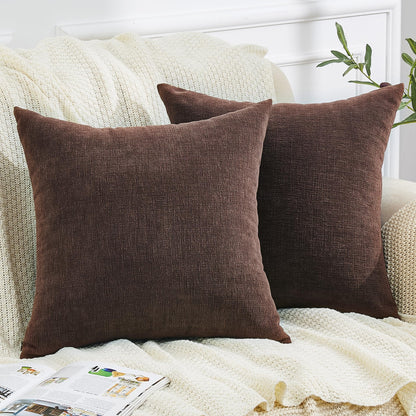 GAWAMAY Lumbar Support Pillow Decorative Rectangle Throw Pillow Covers 12"x20" Inch Set of 2, Soft Chenille Fall Pillowcase for Living Room Bedroom Sofa Couch Cushion Cover Grey 30x50cm (No Insert)