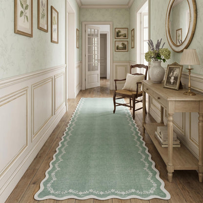 GarveeHome 5x7 Scalloped Area Rug Jute Washable Bedroom Living Room Rug