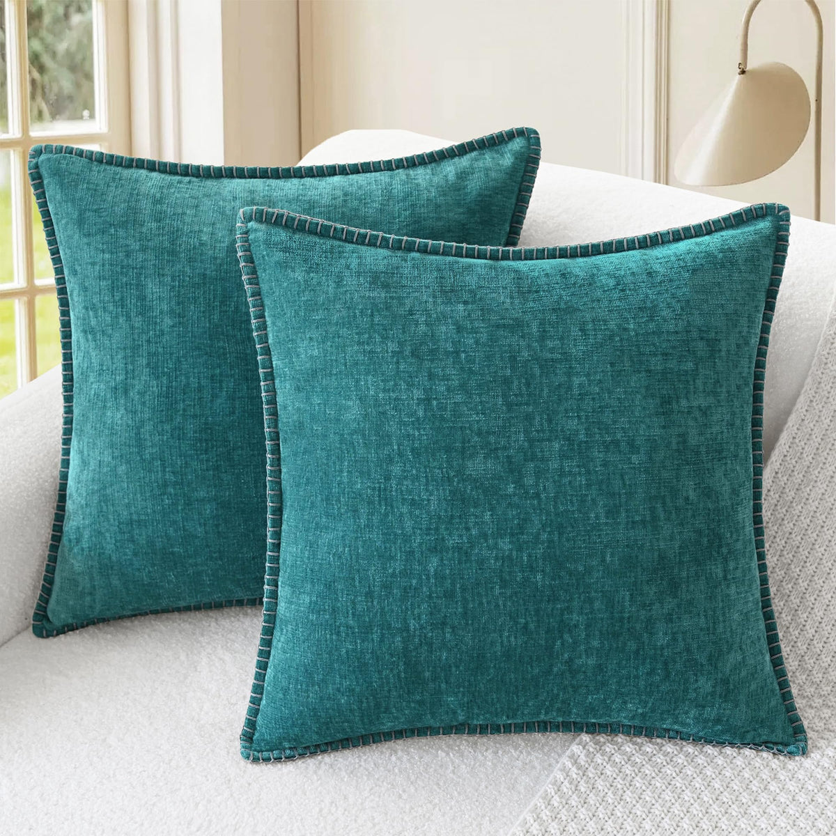 CaliTime Decorative Couch Throw Pillow Covers 18 X 18 Inches Smoke Blue