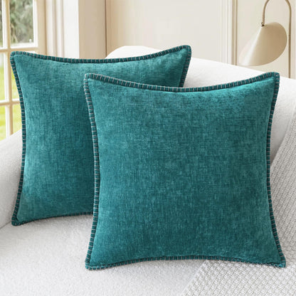 CaliTime Decorative Couch Throw Pillow Covers 18 X 18 Inches Smoke Blue