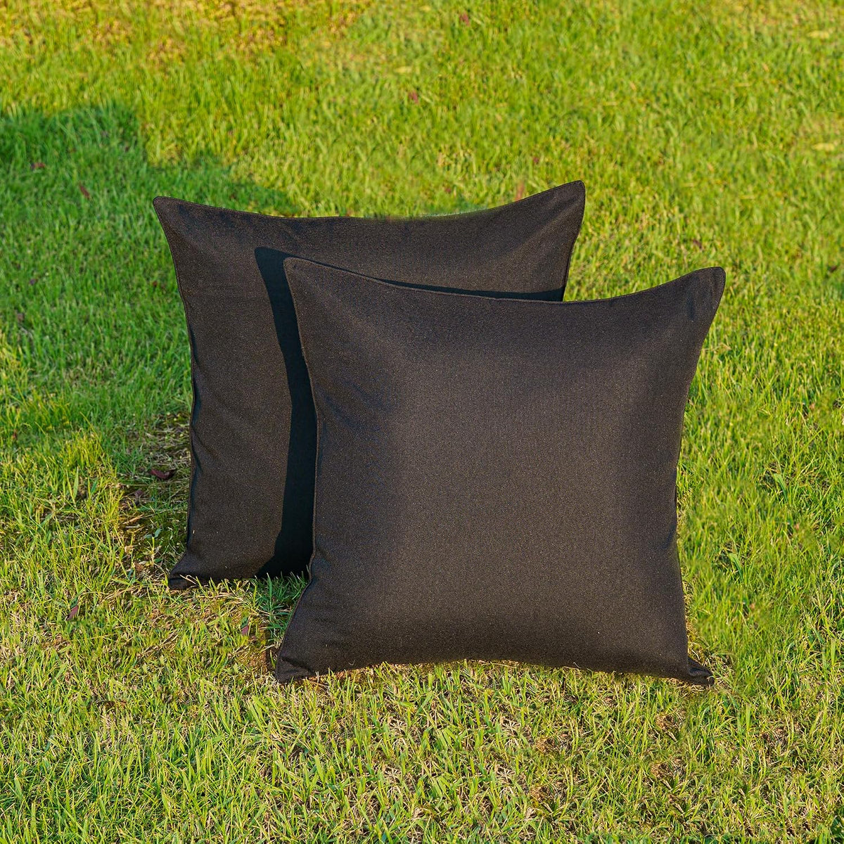 NiNi ALL Waterproof Outdoor Pillow Covers 18x18 Set of 2 Patio Black