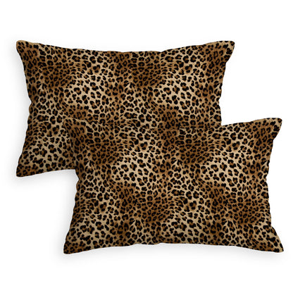 Leopard Print Throw Pillow Covers 18x18 Inches Deep Brown Cheeth Decorative Pillow Case Set of 2 Soft Velvet Pillows Cushion Cover for Couch Bed Sofa Living Room (Deep Brown, 18" L x 18" W)