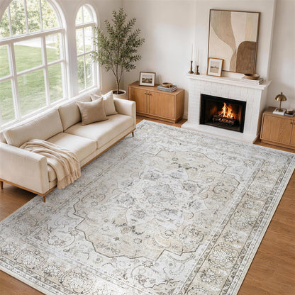 8x10 Area Rugs for Living Room Washable Non-Slip Rug Beige
