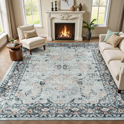 8x10 Area Rugs for Living Room Green Washable Non-Slip Large Carpet