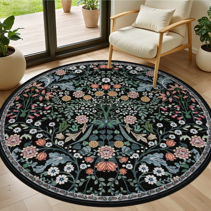PLHXFR 8x10 Area Rug Living Room: Floral Washable Boho Carpet Dark Green