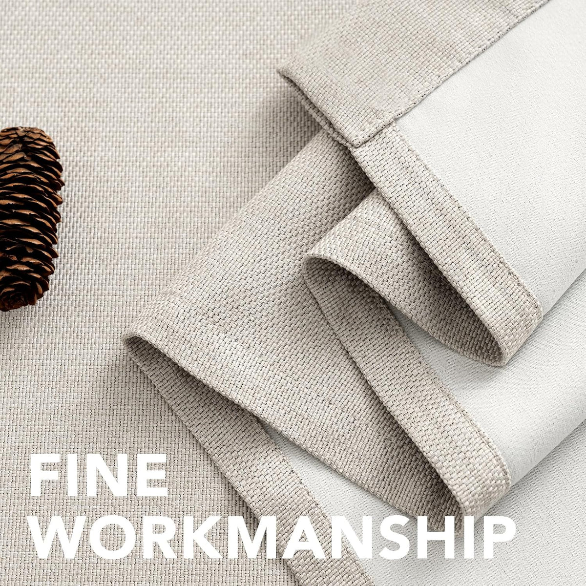 H.VERSAILTEX Linen Blackout Curtain 84 Inches Long for Bedroom/Living Room Thermal Insulated Grommet Linen Look Curtain Drapes Primitive Textured Burlap Effect Window Drapes 1 Panel - Heather Ivory