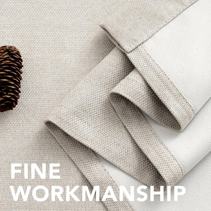 H.VERSAILTEX Linen Blackout Curtain 84 Inches Long for Bedroom/Living Room Thermal Insulated Grommet Linen Look Curtain Drapes Primitive Textured Burlap Effect Window Drapes 1 Panel - Heather Ivory