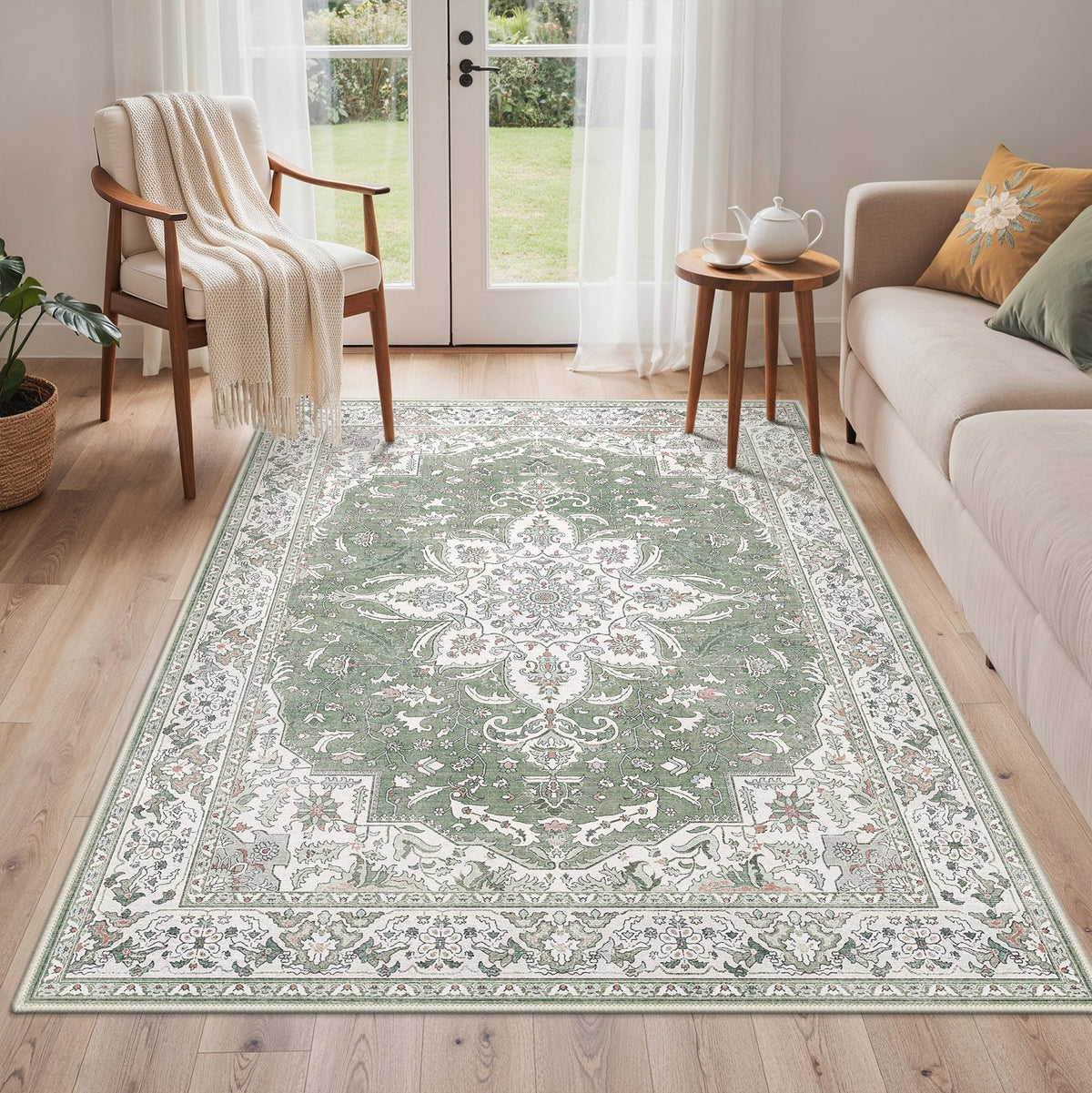 GENIMO 8x10 Washable Area Rugs for Living Room, Non Slip, Taupe Brown