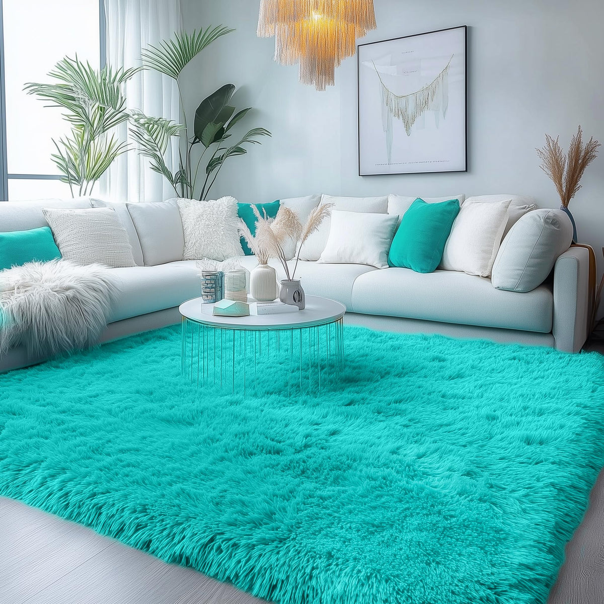 Fluffy Grey Rug for Bedroom 4x6, Modern Area Rugs for Kids Room Living Room