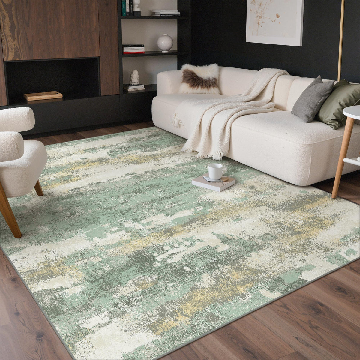 GENIMO 8x10 Washable Area Rugs for Living Room, Non Slip, Taupe Brown