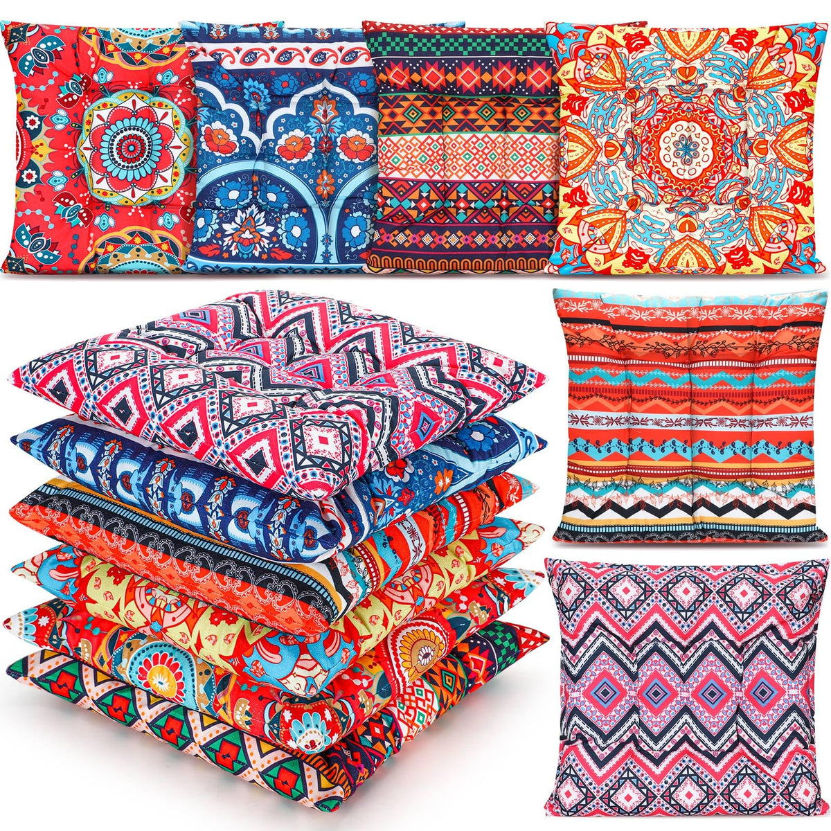 Menkxi 6 Pcs Bohemian Floor Pillows 15 Inch, Stylish