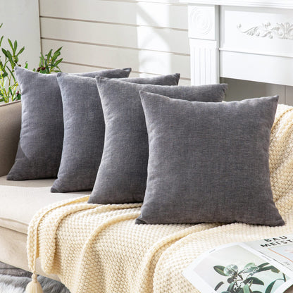 GAWAMAY Lumbar Support Pillow Decorative Rectangle Throw Pillow Covers 12"x20" Inch Set of 2, Soft Chenille Fall Pillowcase for Living Room Bedroom Sofa Couch Cushion Cover Grey 30x50cm (No Insert)