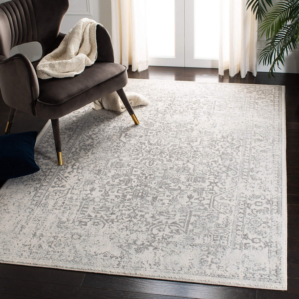 SAFAVIEH Evoke Area Rug 9x12, Large Ivory & Taupe EVK256E