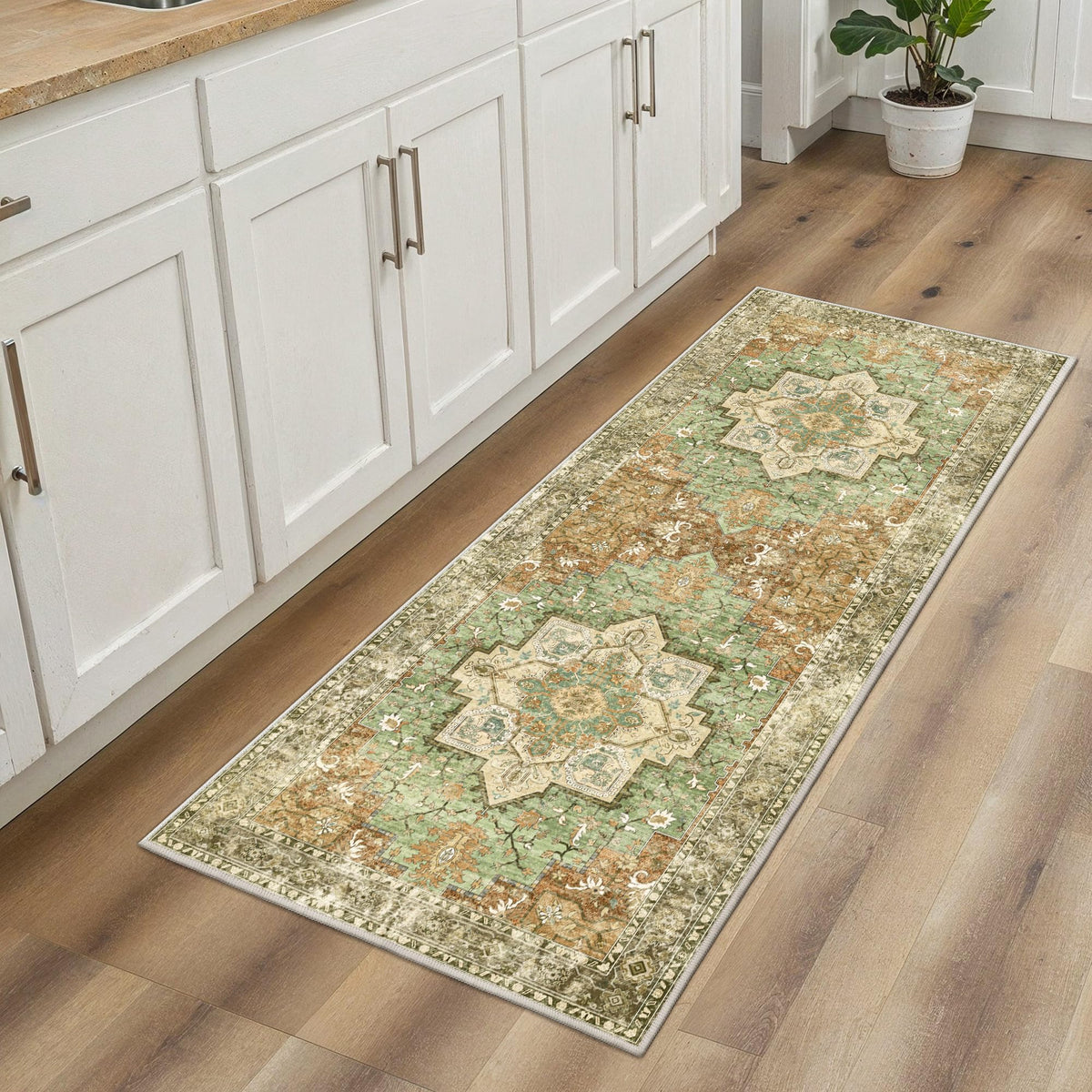 GENIMO 8x10 Washable Area Rugs for Living Room, Non Slip, Taupe Brown