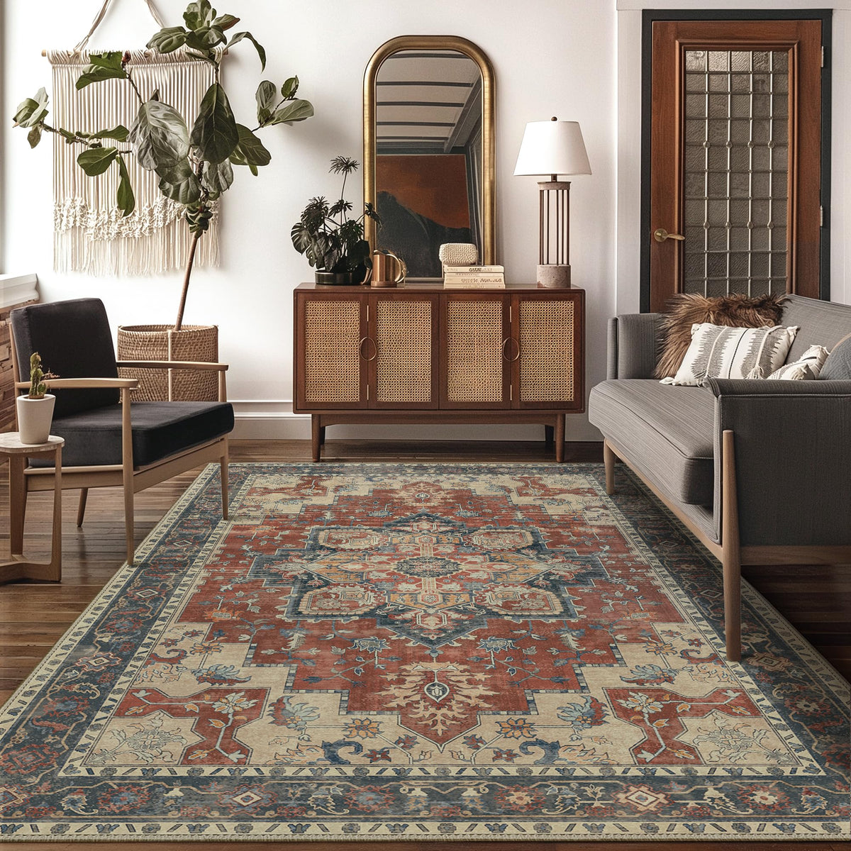 GENIMO 8x10 Washable Area Rugs for Living Room, Non Slip, Taupe Brown
