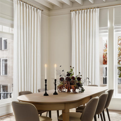 TWODRAPES Natural Pinch Pleated Linen Semi Sheer 84 Inch Curtains 2 Panels
