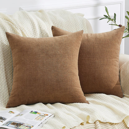 GAWAMAY Lumbar Support Pillow Decorative Rectangle Throw Pillow Covers 12"x20" Inch Set of 2, Soft Chenille Fall Pillowcase for Living Room Bedroom Sofa Couch Cushion Cover Grey 30x50cm (No Insert)