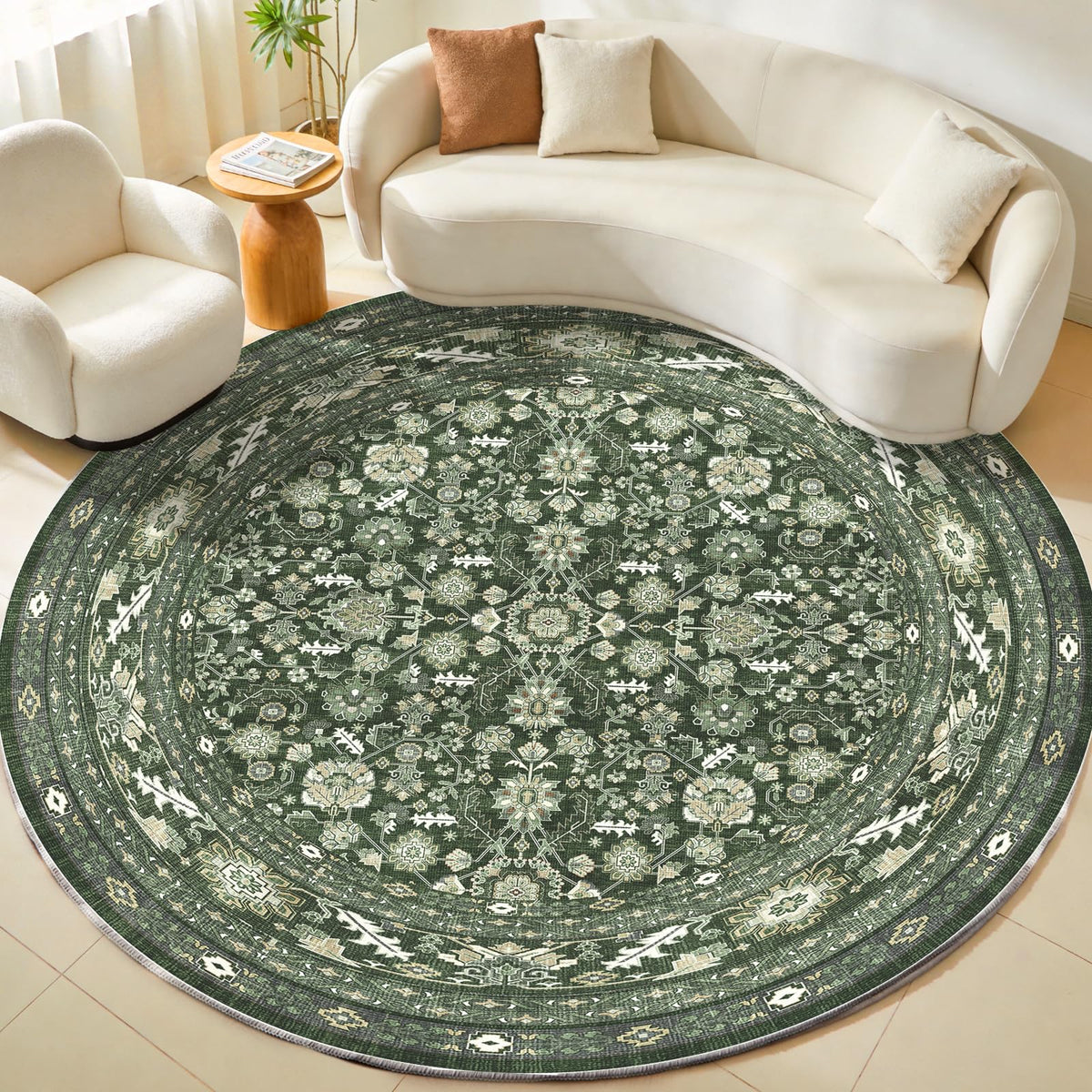 OPPODREAM Vintage Blue Area Rugs 5x7, Washable Rug for Living Room