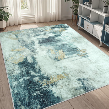 8x10 Area Rugs for Living Room Washable Bedroom Dining Room Blue Grey
