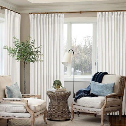 TWODRAPES Natural Pinch Pleated Linen Semi Sheer 84 Inch Curtains 2 Panels