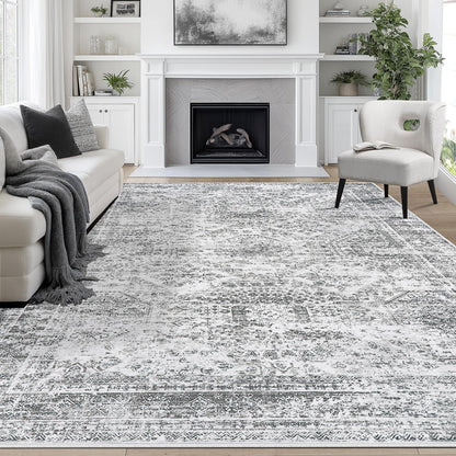 8x10 Area Rugs for Living Room Washable Bedroom Dining Room Blue Grey