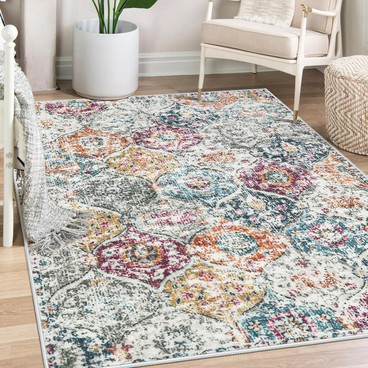 Lahome Moroccan Kitchen Rugs Non Slip Washable, 2x4 Rugs for Entryway