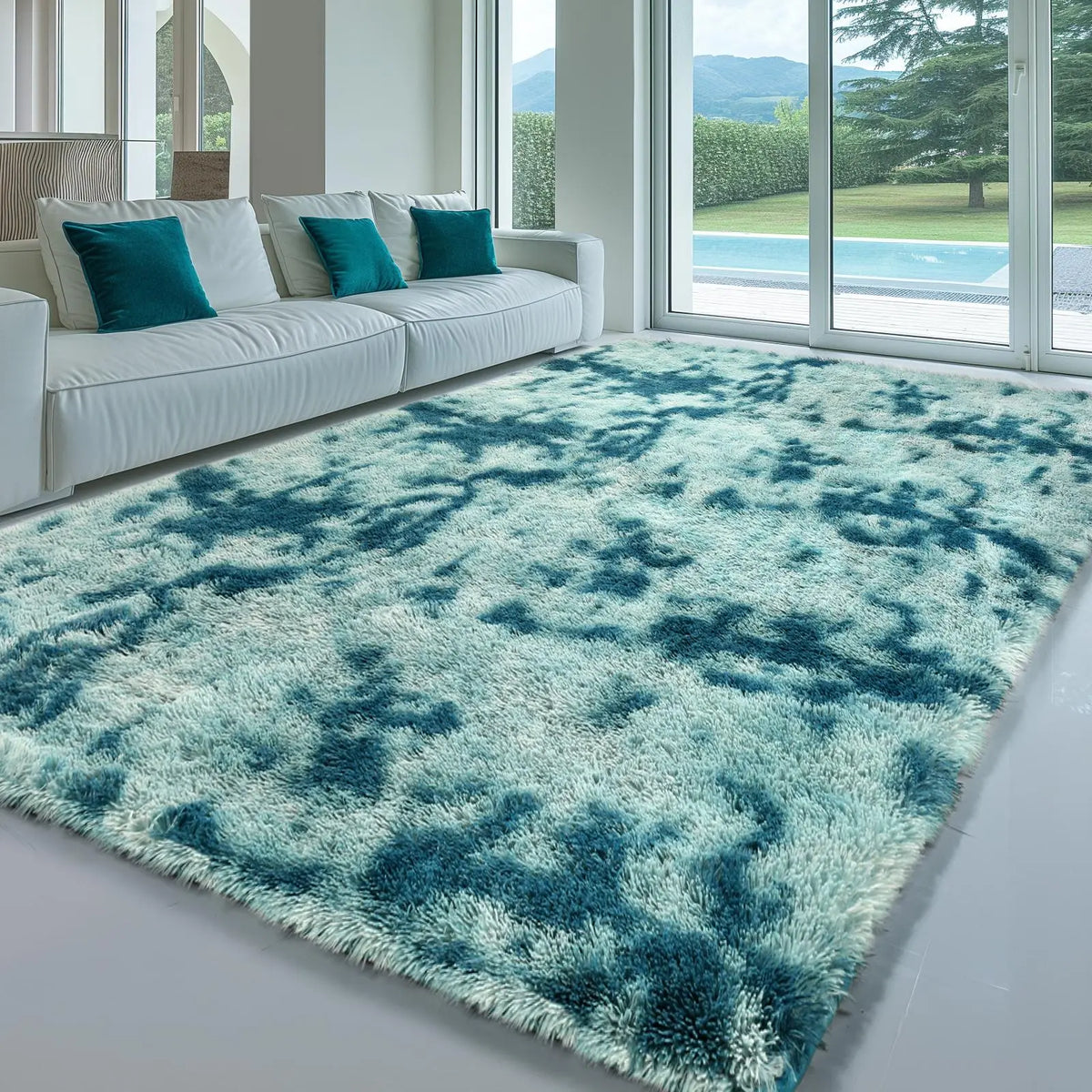 FAMVAL Large Decorative Super Soft Wrinkle Resistant Rug for Bedroom, Long Plush Non-Slip Area Rug, Modern Cozy Room Decor for Dorm Apartment Kids Room